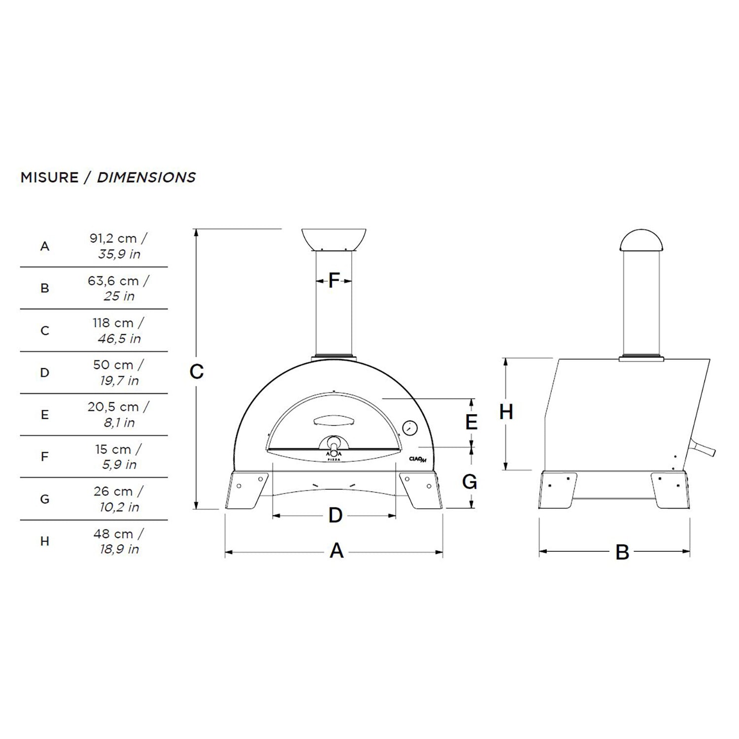 Alfa FXCM-Counter Ciao M 27-Inch Countertop Wood-Fired Pizza Oven