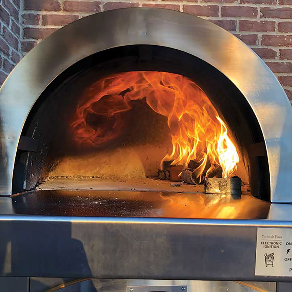 HPC Fire FDP-FORNO-EI Forno Dual Fuel Wood & Gas Countertop Glass Tile Pizza Oven on Cart
