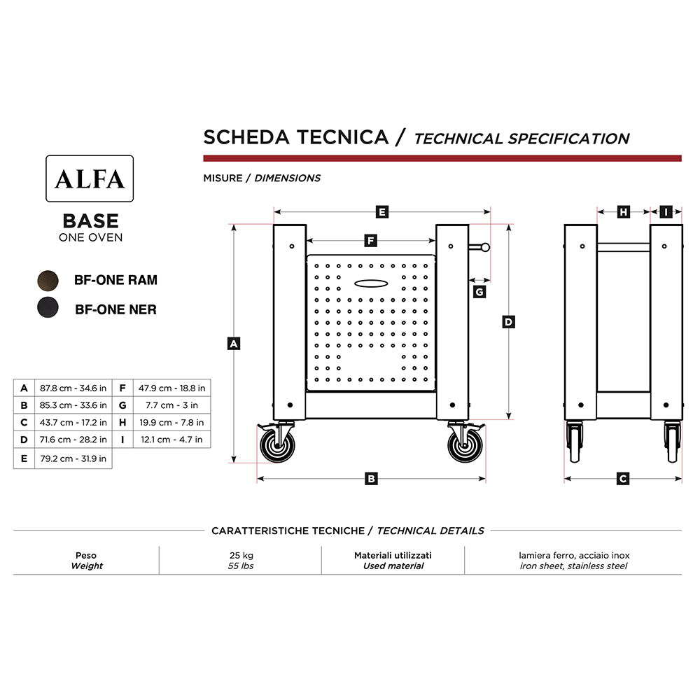 Alfa FXONE-LRAM Nano 23-Inch Wood-Fired Pizza Oven on Cart