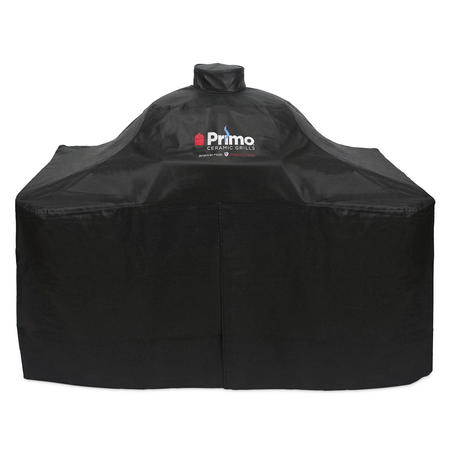 Primo Vinyl Cover for Oval XL 400 & Round Kamado on Curved Cypress Table