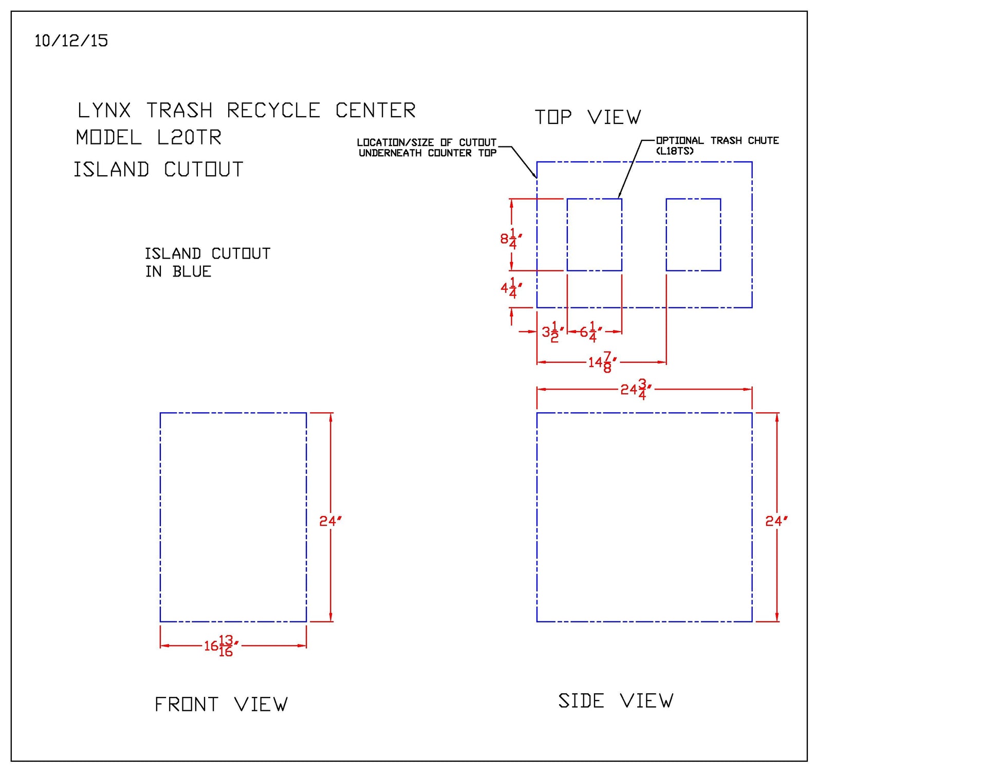 Lynx Professional Trash and Recycle Bin Drawer, 19.25x28-Inch