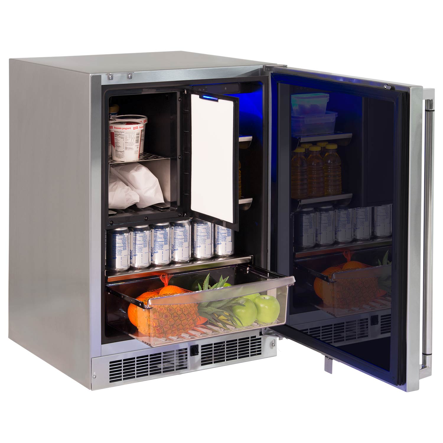 Lynx LN24REFC Stainless Steel Outdoor Refrigerator with Freezer Combo, 24-Inch