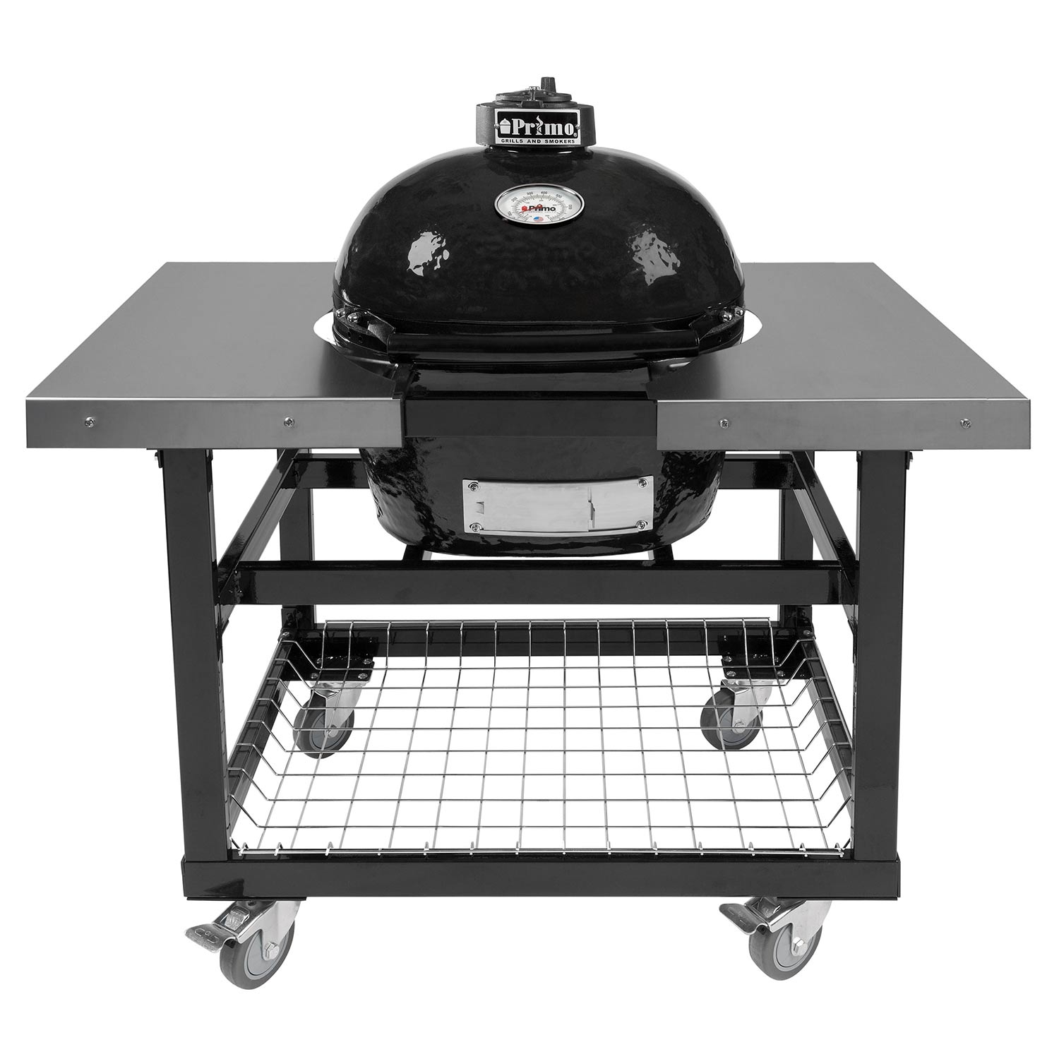 Primo CJRH Junior Oval Ceramic Charcoal Kamado Grill on Cart