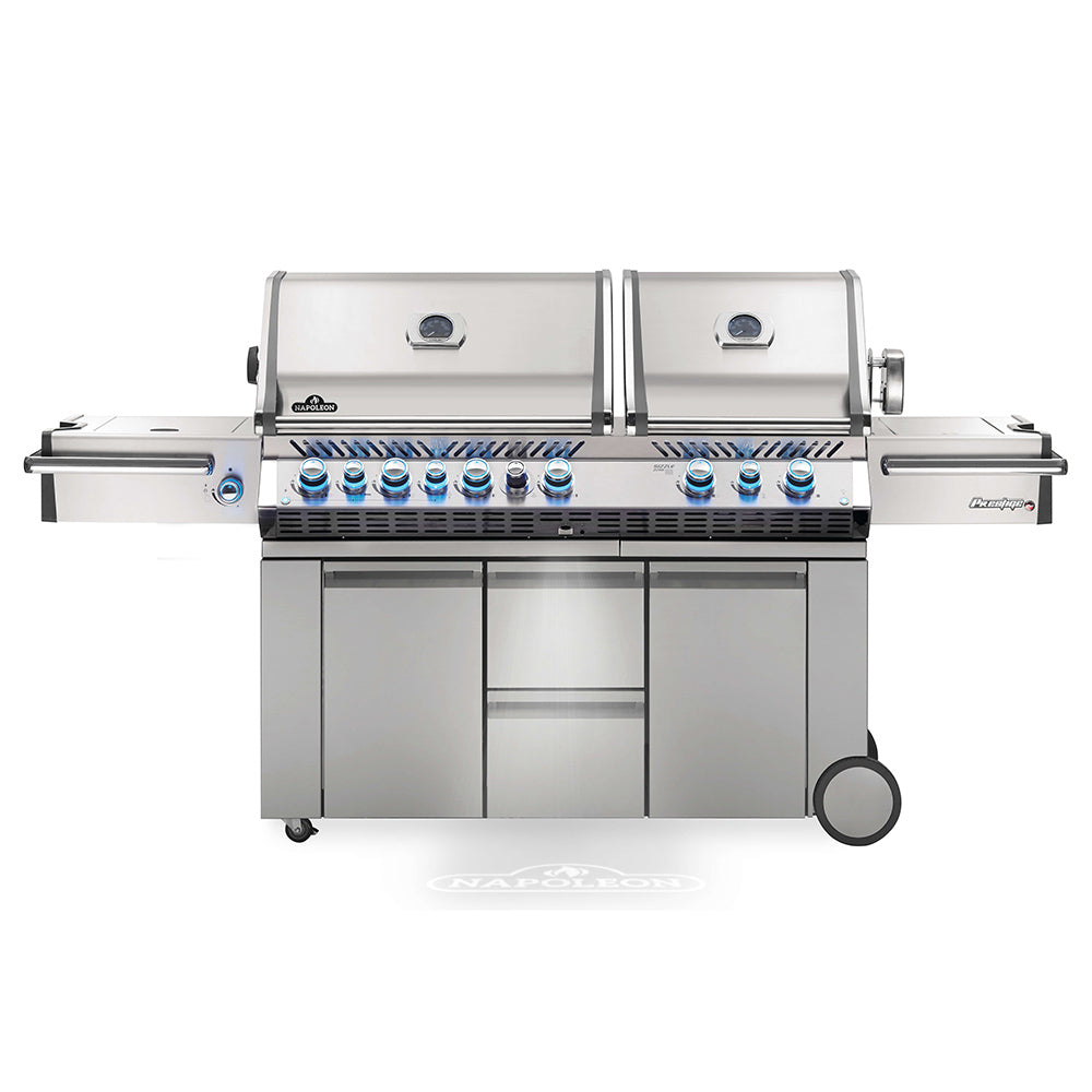 Napoleon PRO825RSBISS-3 Prestige PRO 825 Series Gas Grill On Cart with Rotisserie and Side Burner, 45-Inches