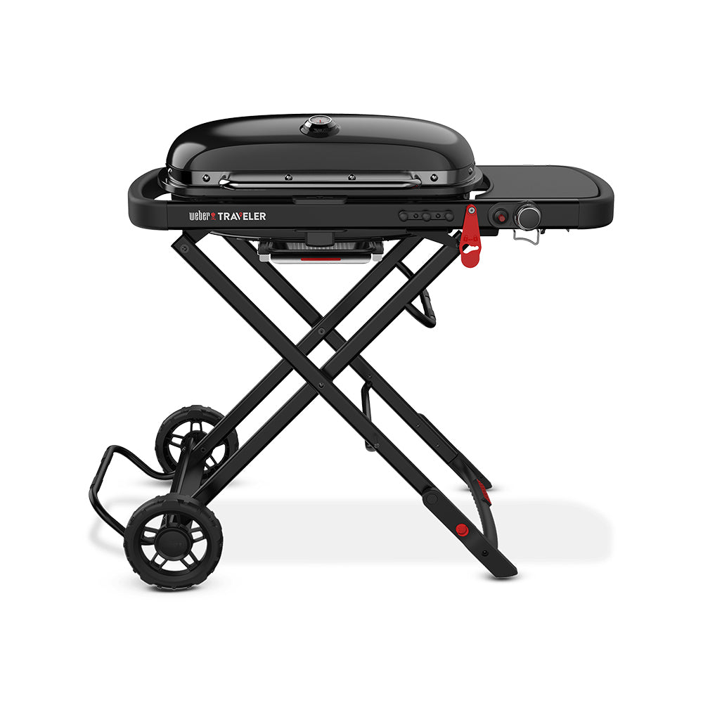 Weber Traveler Portable Propane Gas Grill with Side Table