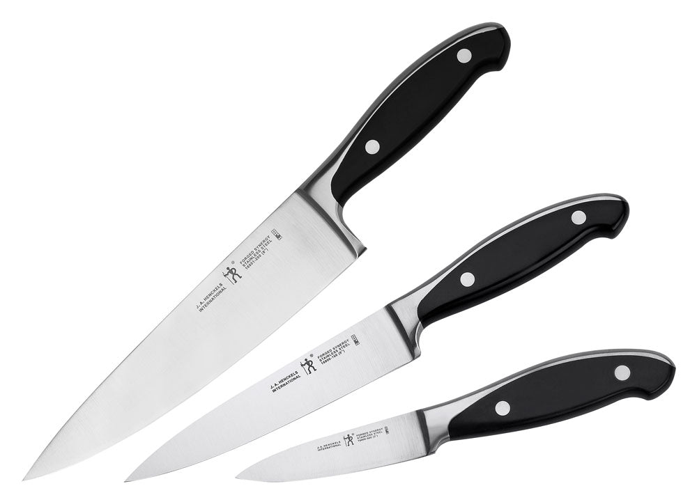 Henckels forged synergy 3-piece starter knife set with black handles