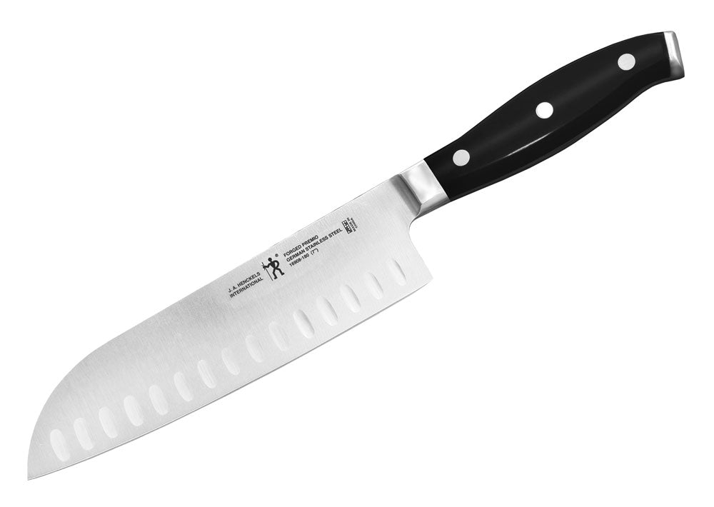 Henckels International Forged Premio 7-inch santoku knife with black handle