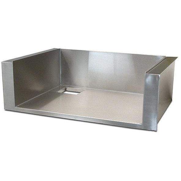 30-inch grill insulating liner, open-top rectangular metal box with reflective interior