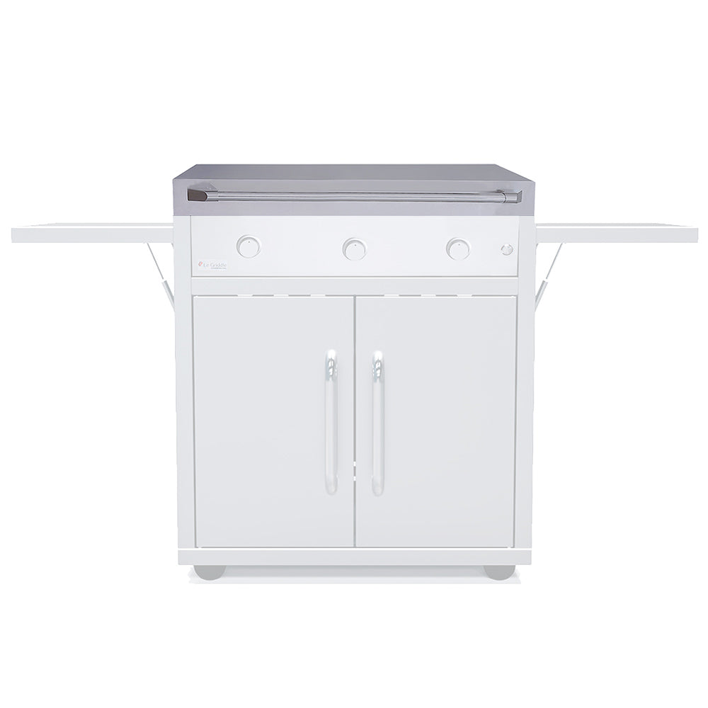 Stainless steel griddle lid with long front bar handle and hinged top