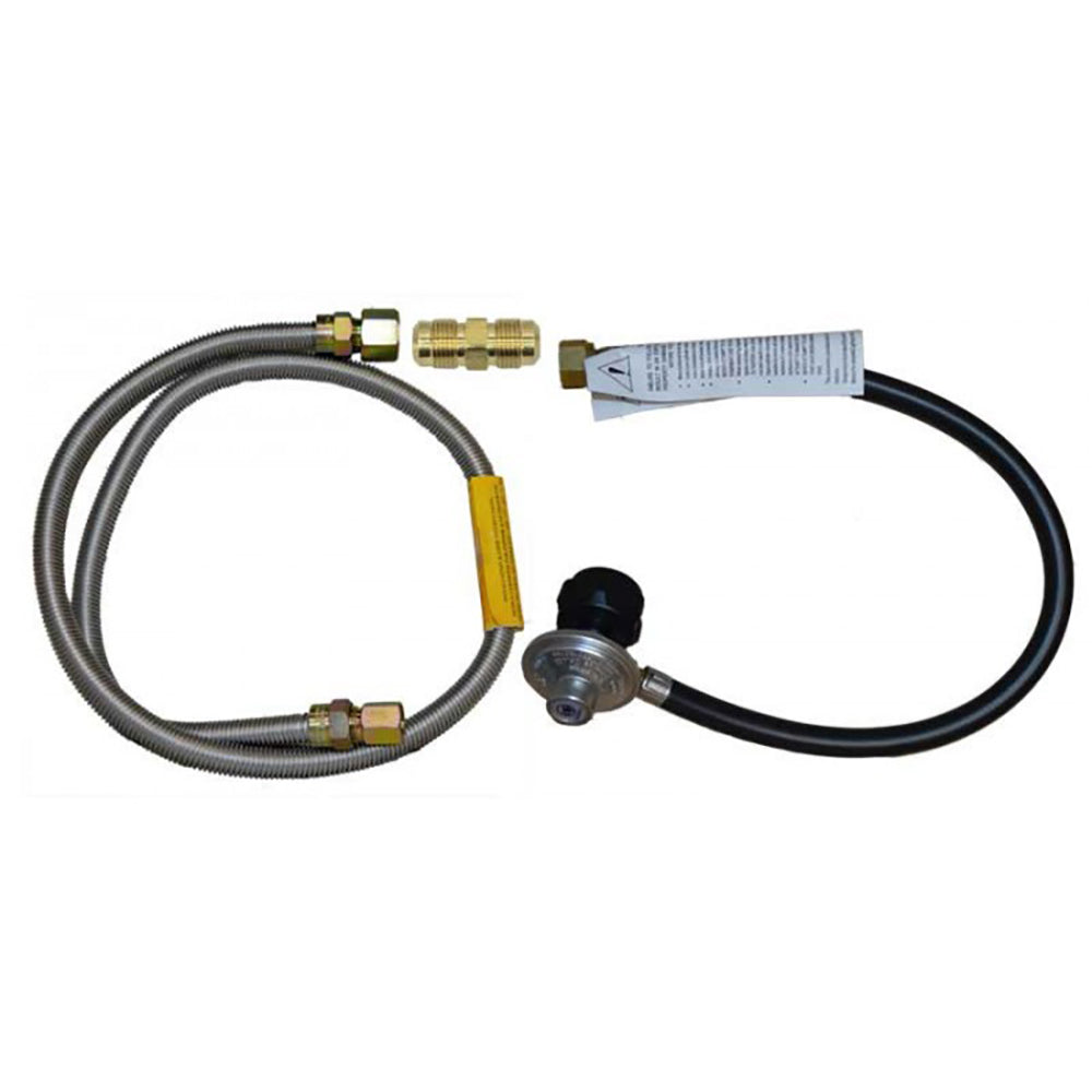 Propane grill connector package with flexible hoses and brass fittings