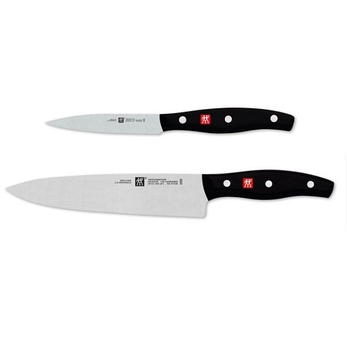 Zwilling J.A. Henckels knife set with two Twin Signature blades and black handles