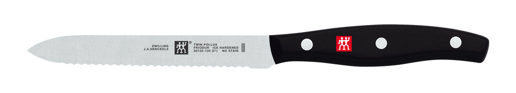 Zwilling J.A. Henckels Twin Signature 5-inch serrated utility knife with black handle
