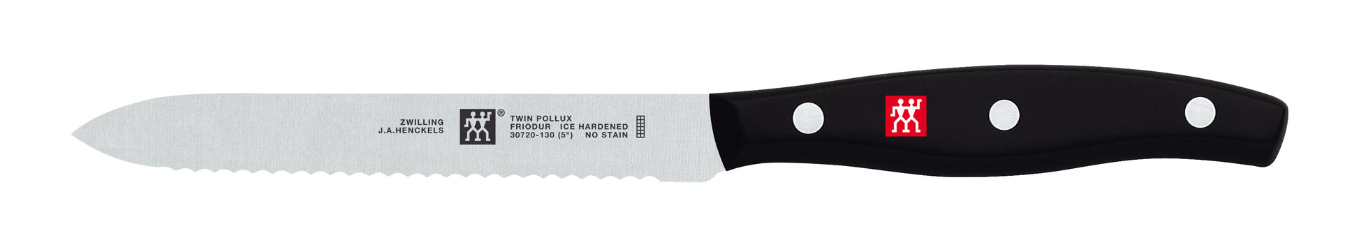 Zwilling J.A. Henckels Twin Signature 5-inch serrated utility knife with black handle