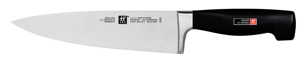 Zwilling J.A. Henckels Four Star 8-inch chef's knife, stainless blade, black handle