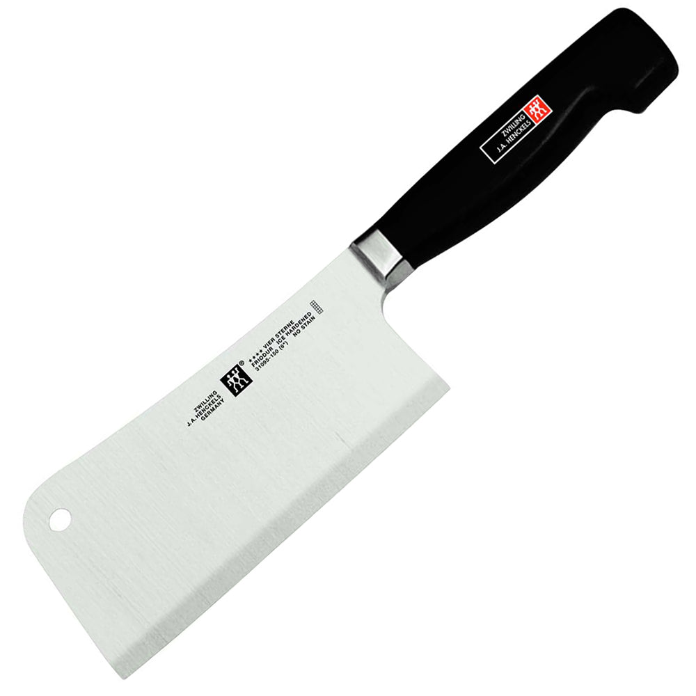 Zwilling J.A. Henckels Four Star 6-inch meat cleaver with black handle, stainless blade