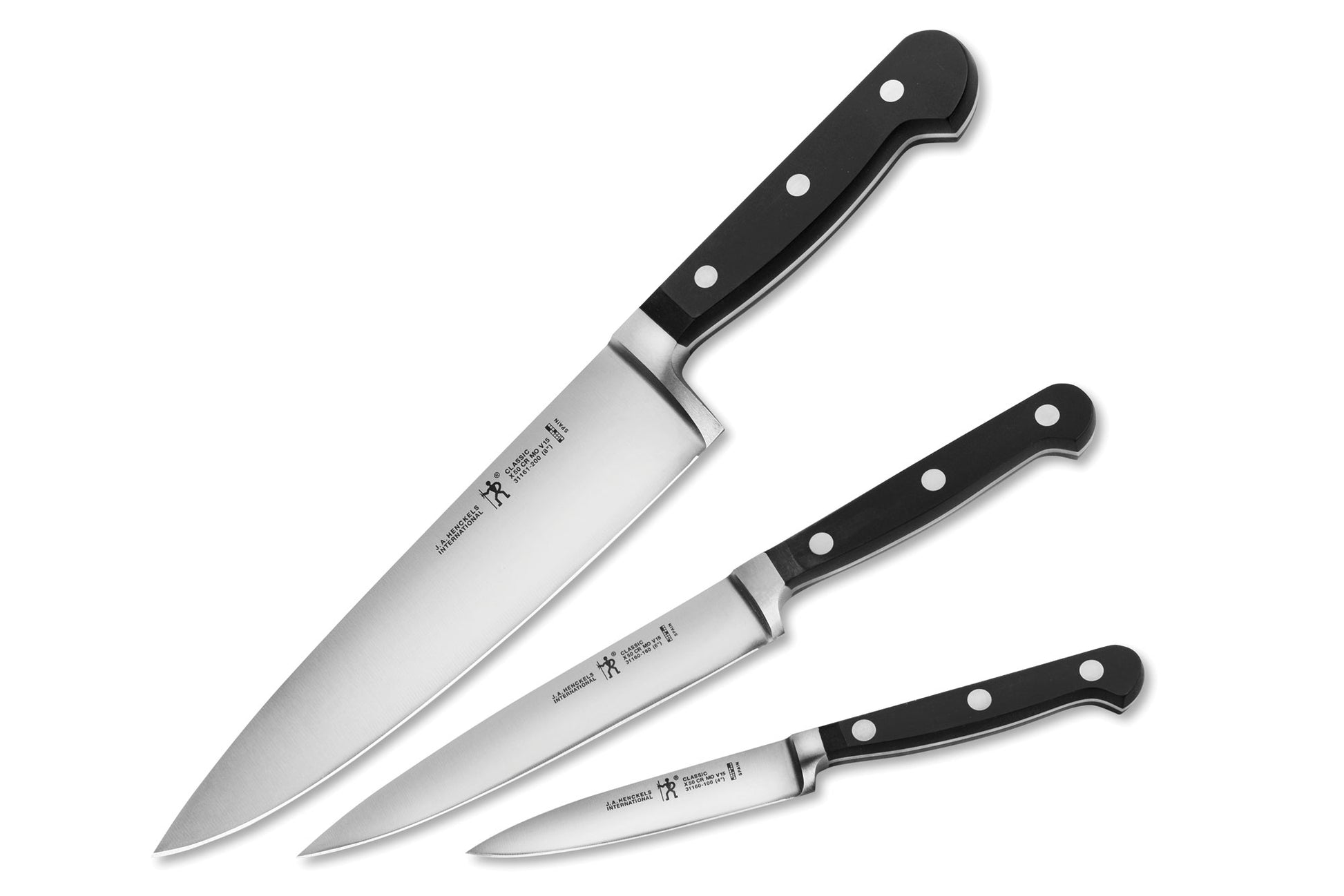 Henckels International Classic 3-piece knife set with three stainless steel blades