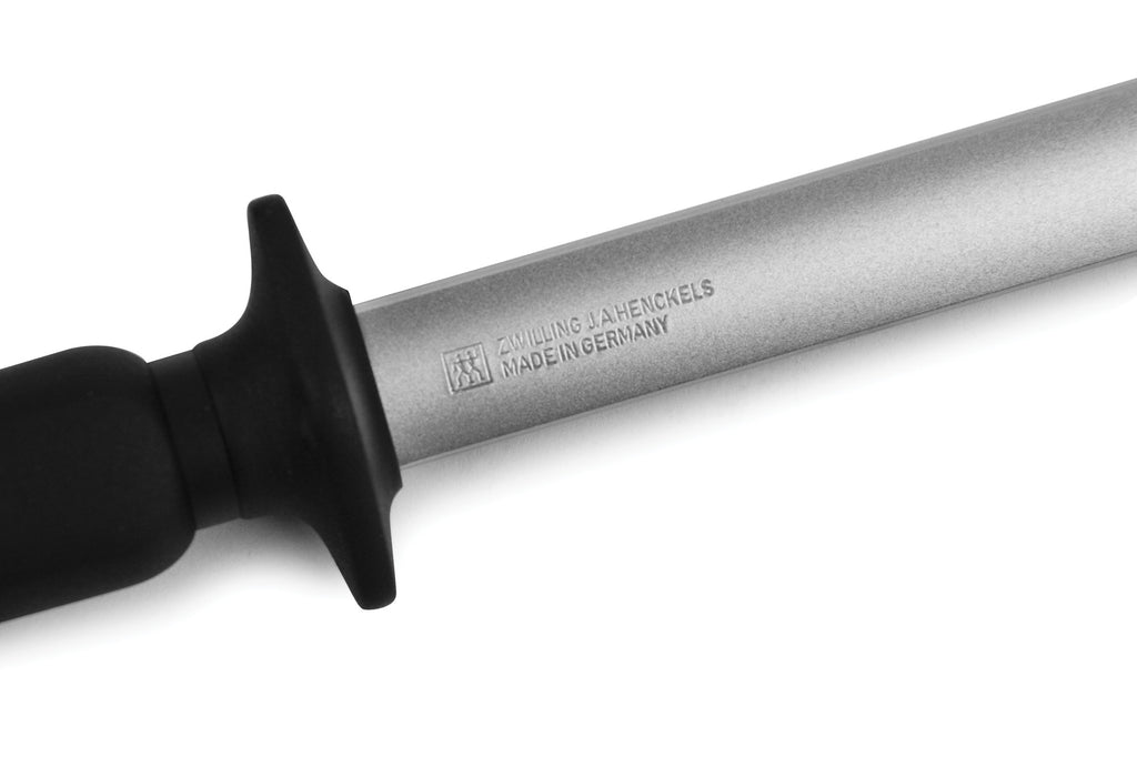 Diamond sharpening steel shaft with Zwilling J.A. Henckels markings and black collar