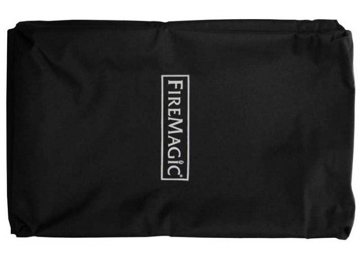 Black vinyl cover for countertop side burner with FireMagic logo