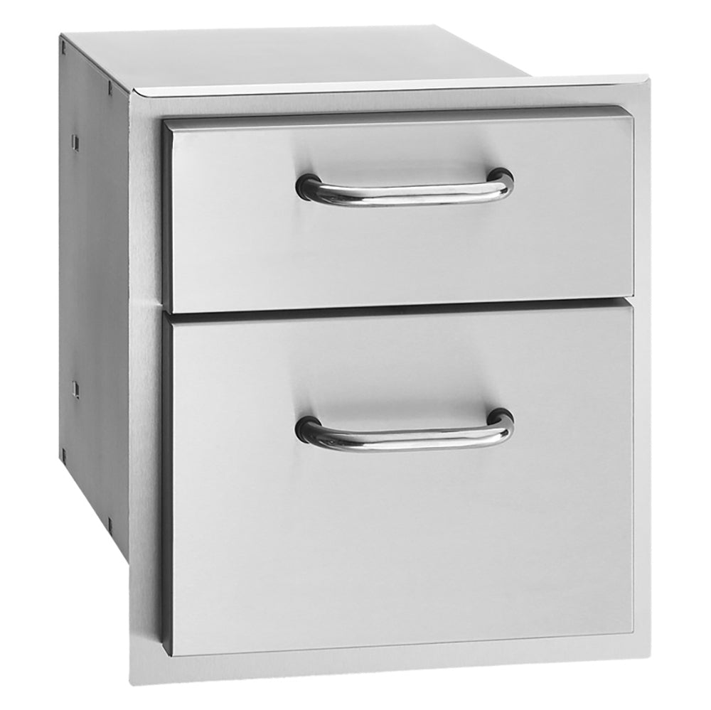 Fire Magic Select double drawers unit with two metal drawers and chrome bar handles
