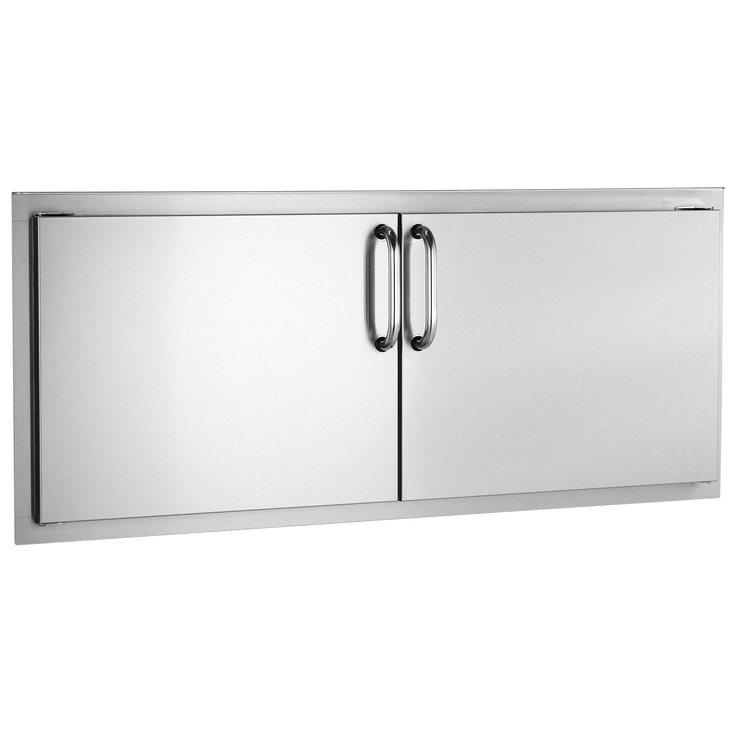Stainless steel double access doors with central latch handle, 16 x 39 inch
