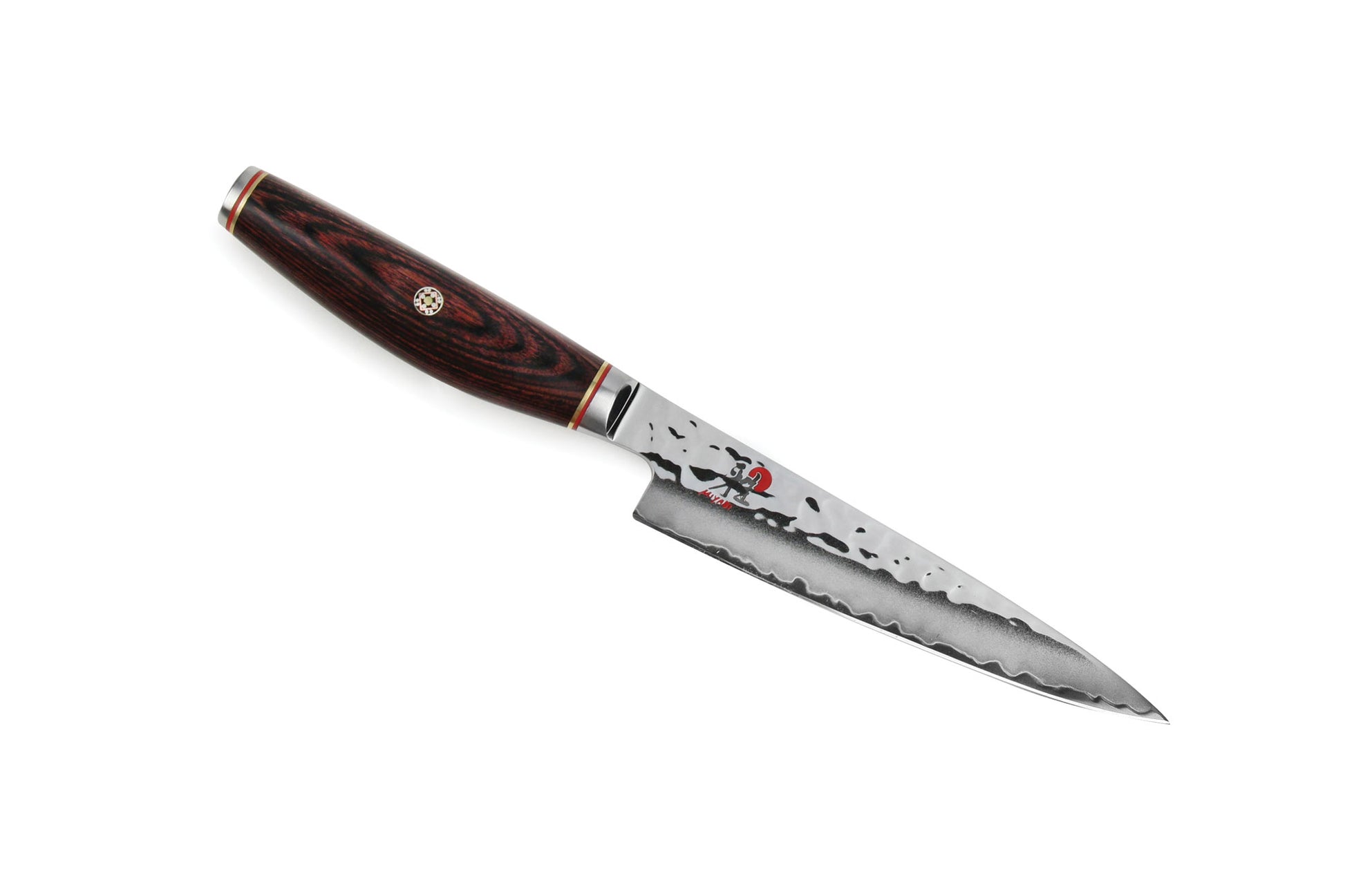 5-inch utility knife with stainless blade and dark wood handle