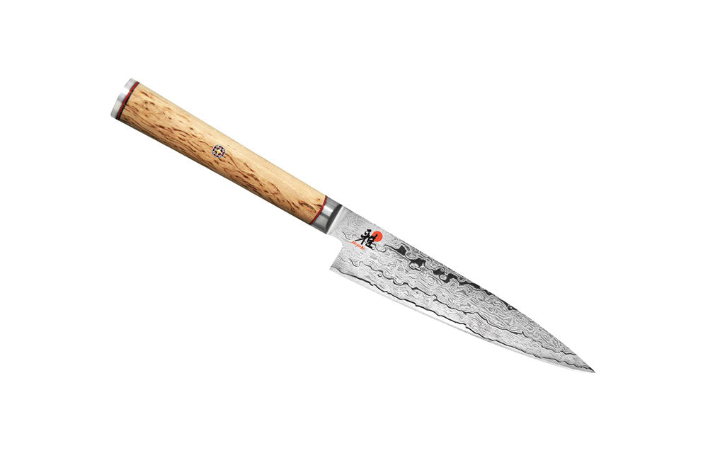 Miyabi birchwood SG2 paring/utility knife, damascus-style blade, 4.5-inch