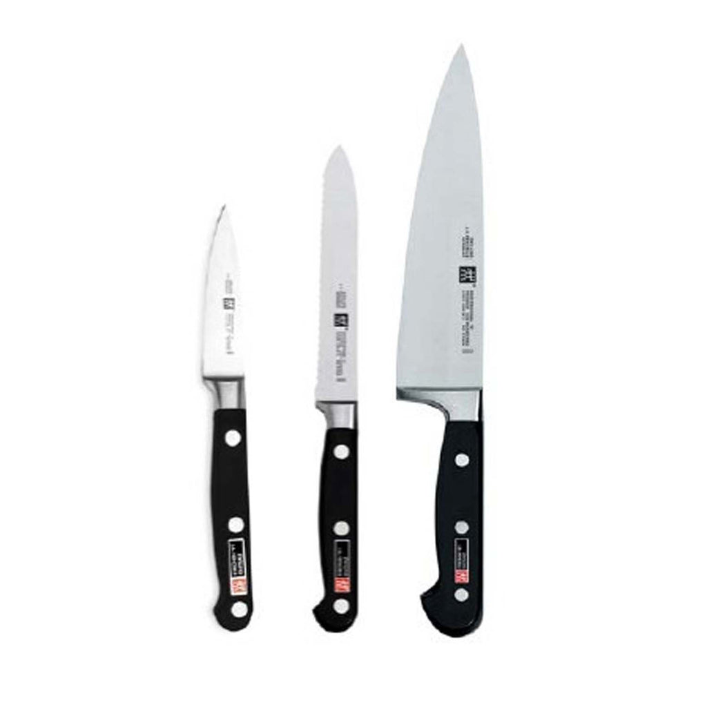 3-piece starter knife set by Zwilling J.A. Henckels, three stainless blades with black handles