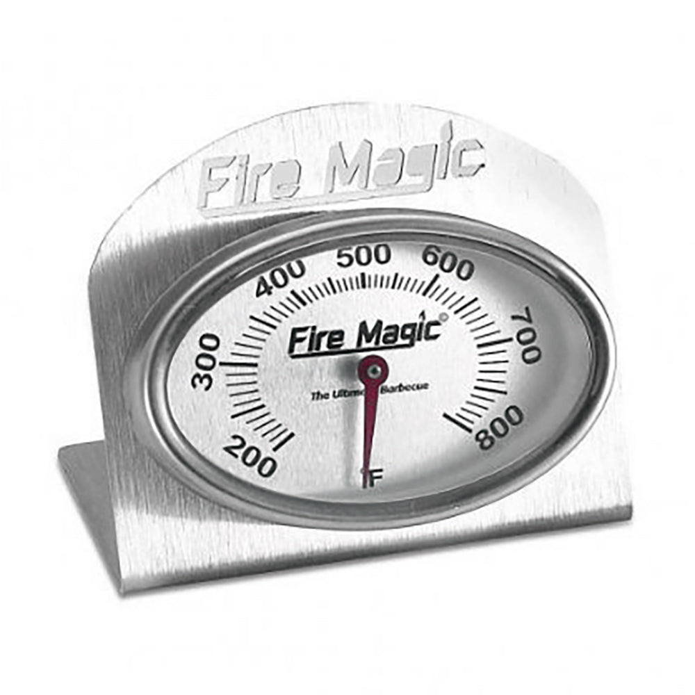 Fire Magic grill top thermometer with analog dial and metal frame