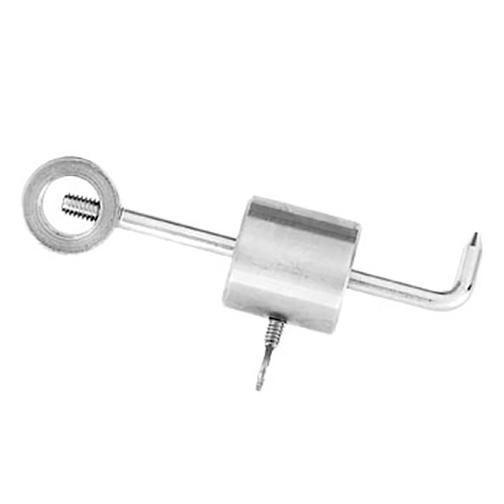 Metal rotisserie counter balance with circular ring and cylindrical weight