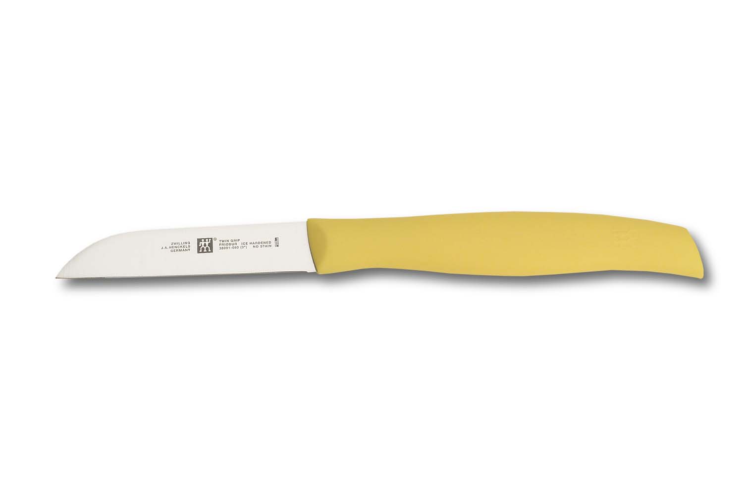 Paring knife with white blade and yellow handle