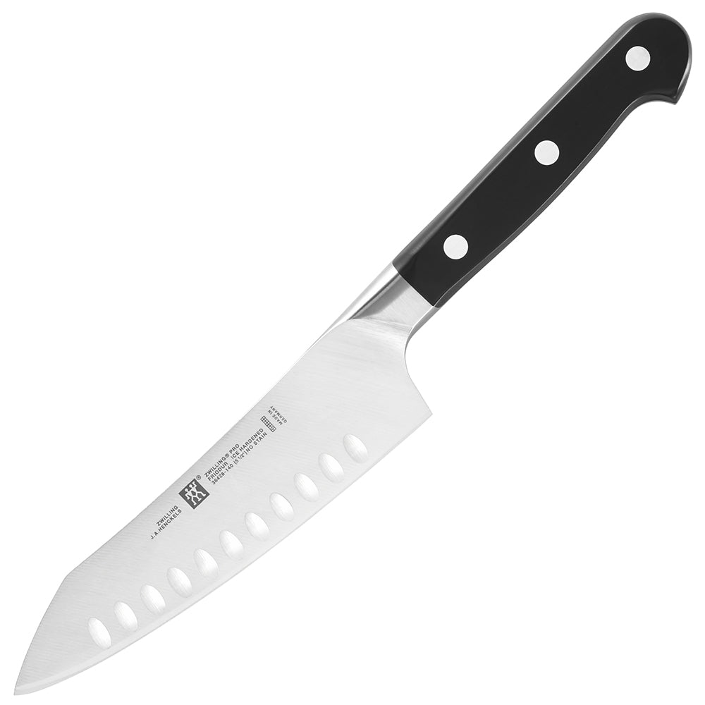 Zwilling J.A. Henckels Pro santoku knife, black handle, dimpled 5-inch blade