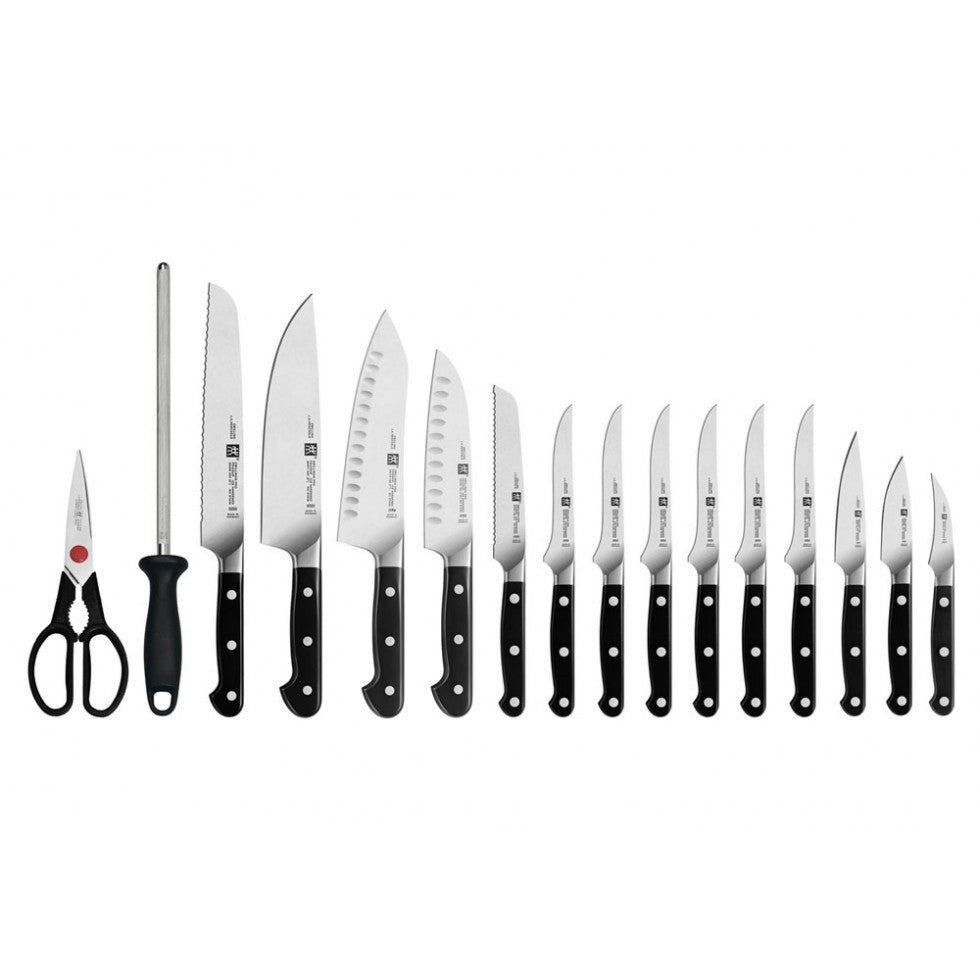 Zwilling J.A. Henckels Pro knife set with 17 knives and black-handled shears