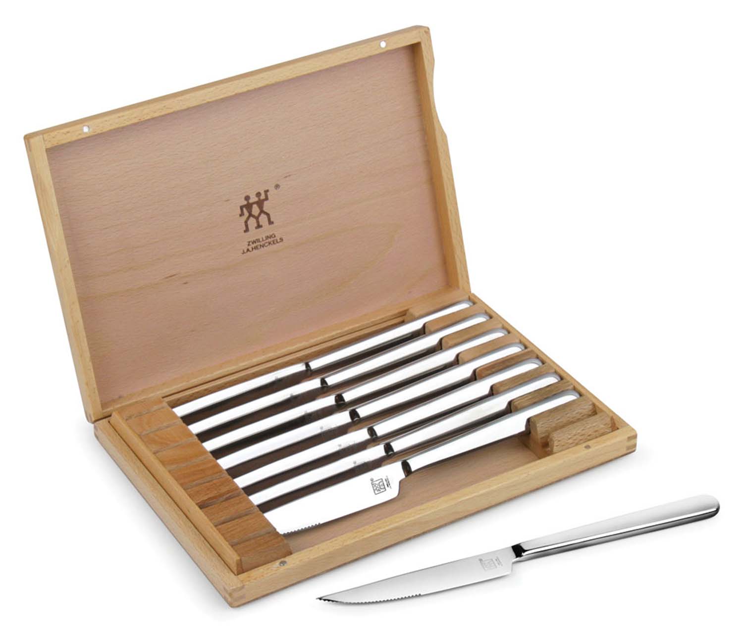 Zwilling J.A. Henckels Stainless Steel 8-Piece Steak Knife Set with Wood Presentation Case