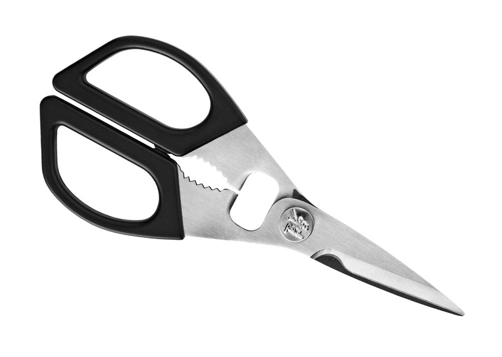 Miyabi kitchen shears with black handle and stainless blades
