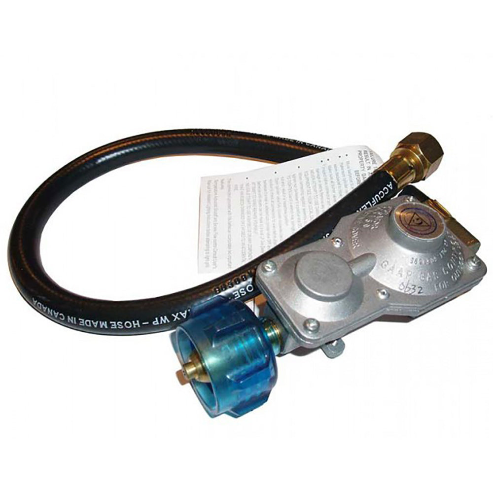 Propane two-stage regulator with hose and brass fittings