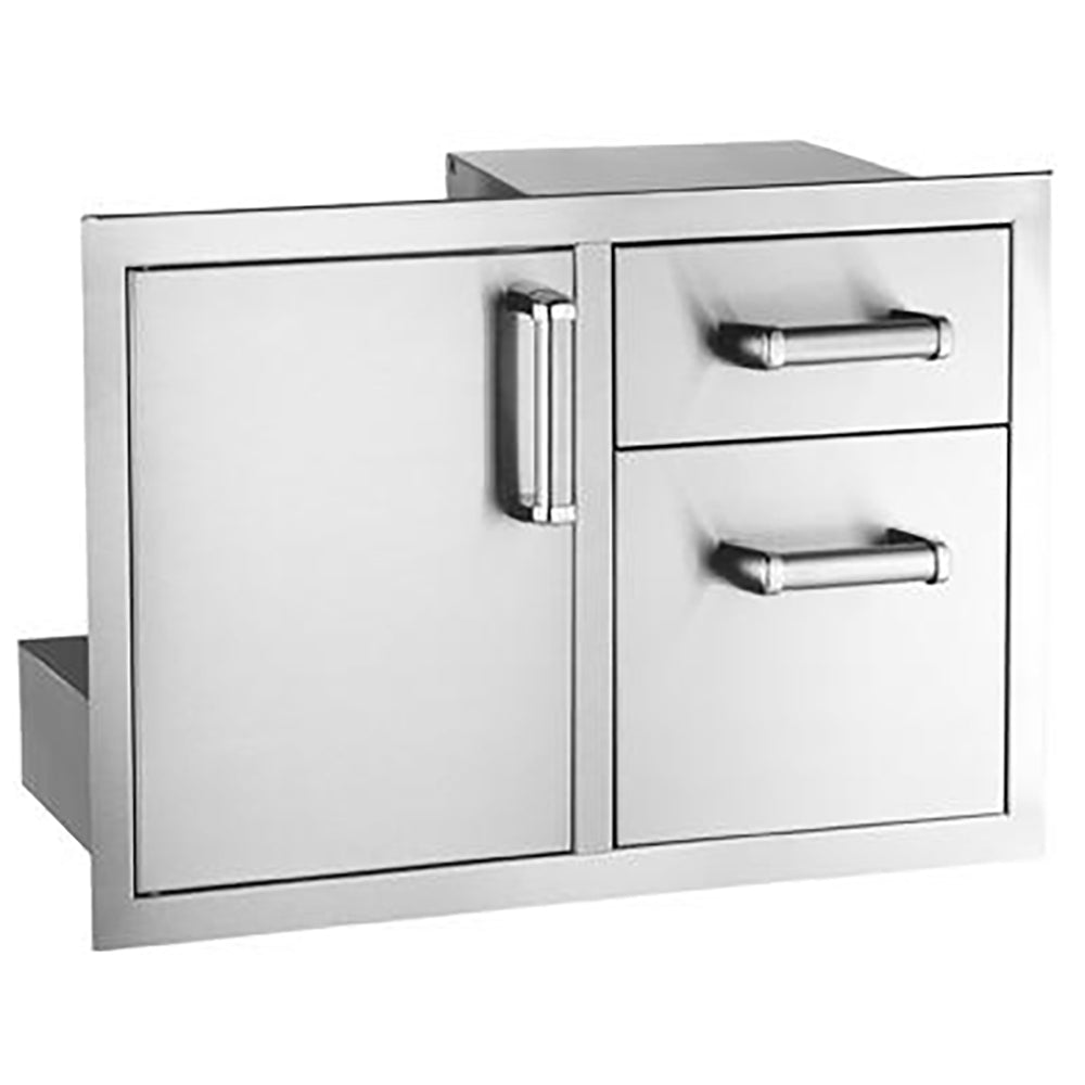 Stainless flush access door with two drawers and metal bar handles