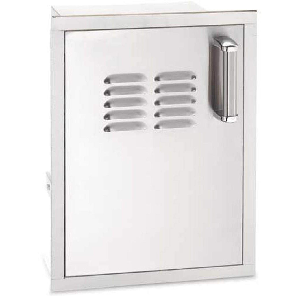 Stainless steel access door with louvered vent and right-side cylindrical pull handle