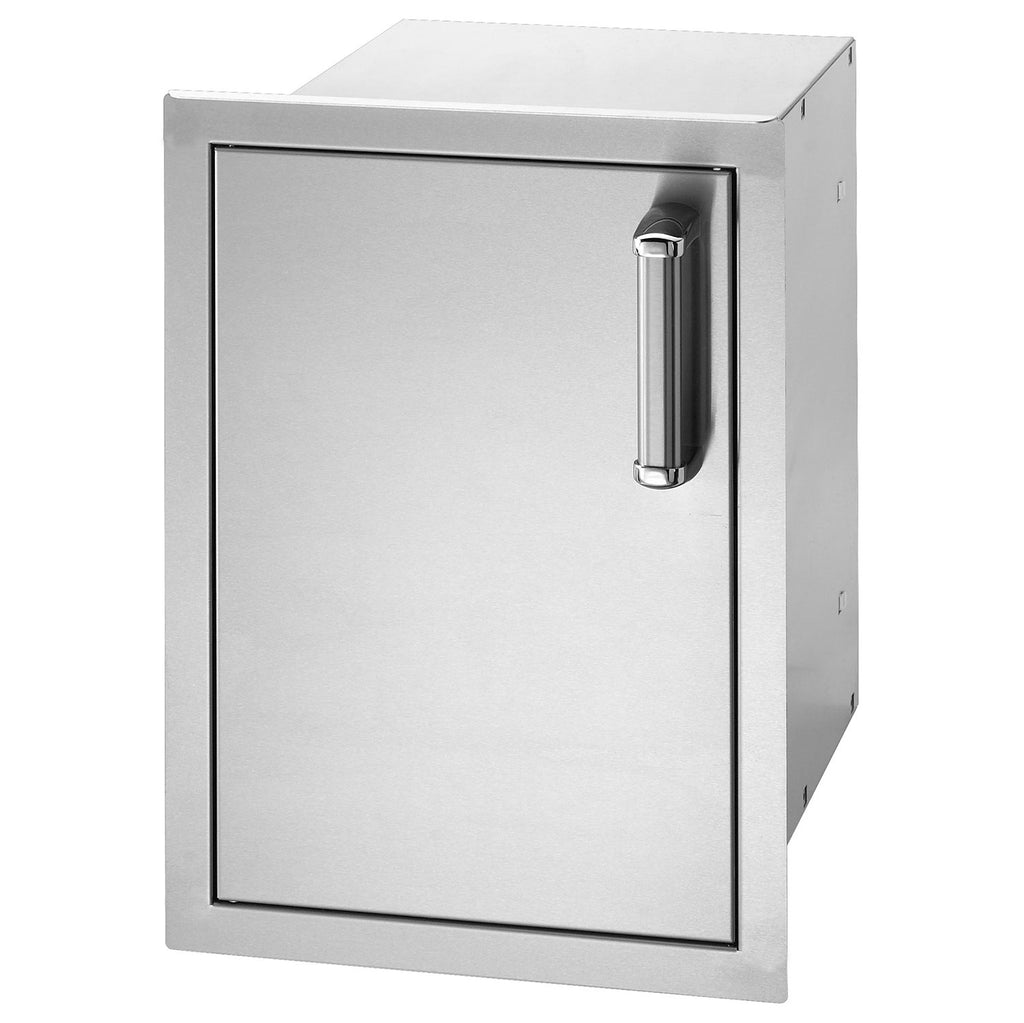 Fire Magic single-door storage cabinet, stainless finish with vertical handle