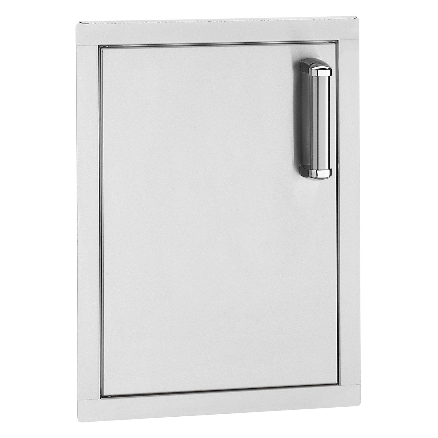 Premium single access door with brushed metal handle, square frame, for fireplace opening