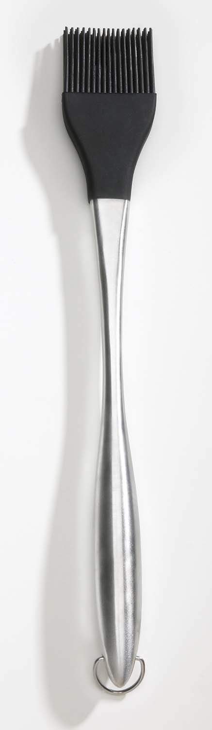Stainless steel silicone brush with black flexible bristles