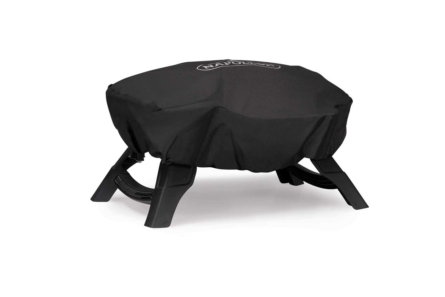 Napoleon TravelQ cover, black grill cover with leg supports and gathered top