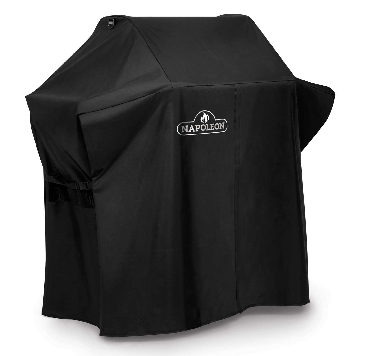 Black grill cover with Napoleon logo, side panels and secure straps