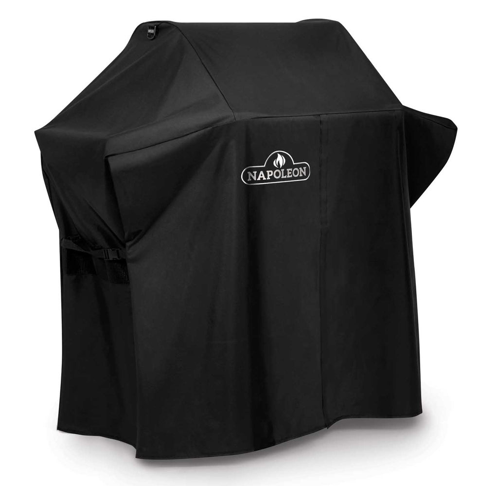 Black grill cover with Napoleon logo, side panels and secure straps