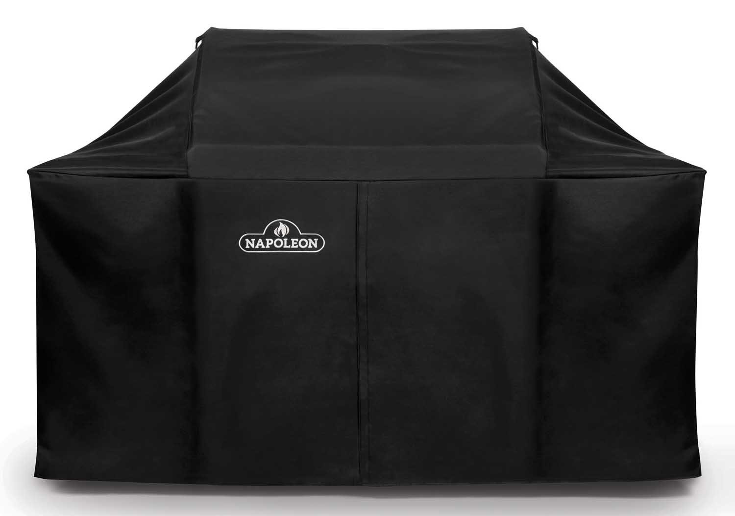 Black grill cover with Napoleon logo, zippered panels and secure straps