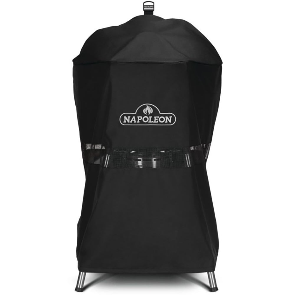 Napoleon charcoal grill cover with logo, fitted top and tie straps
