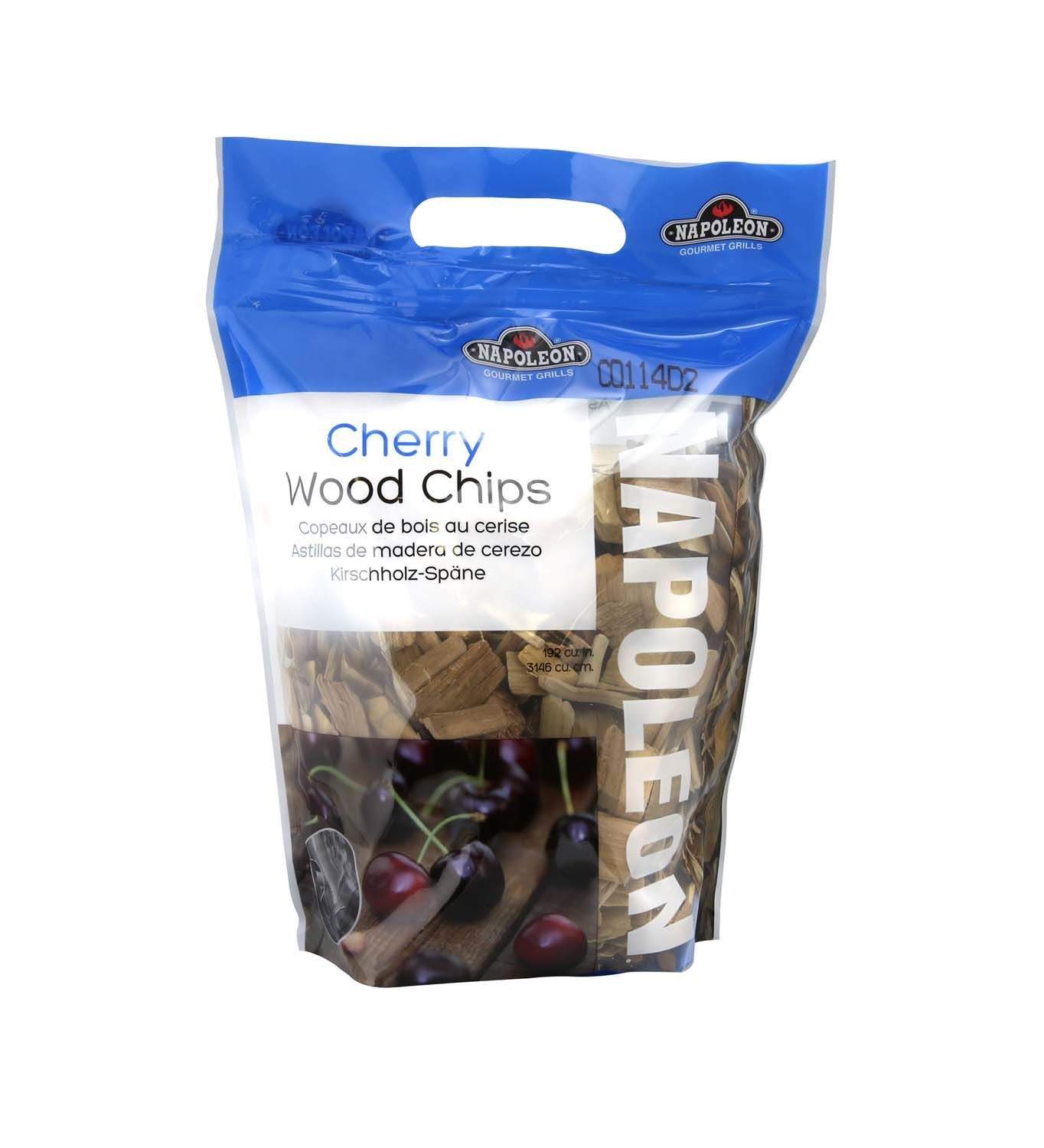 Sealed bag of cherry wood chips with carry handle