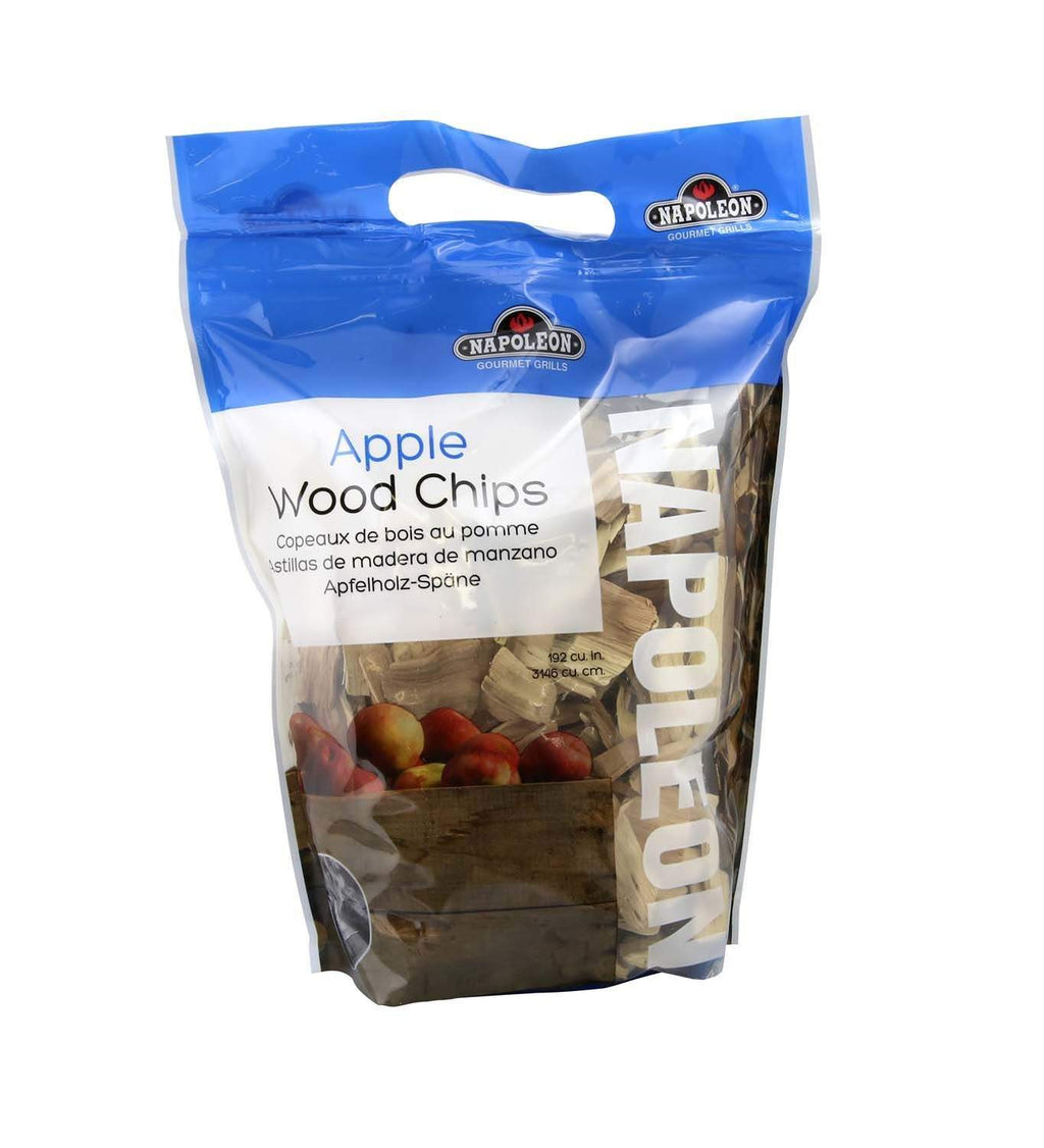 Napoleon apple wood chip bag with visible wood chips inside