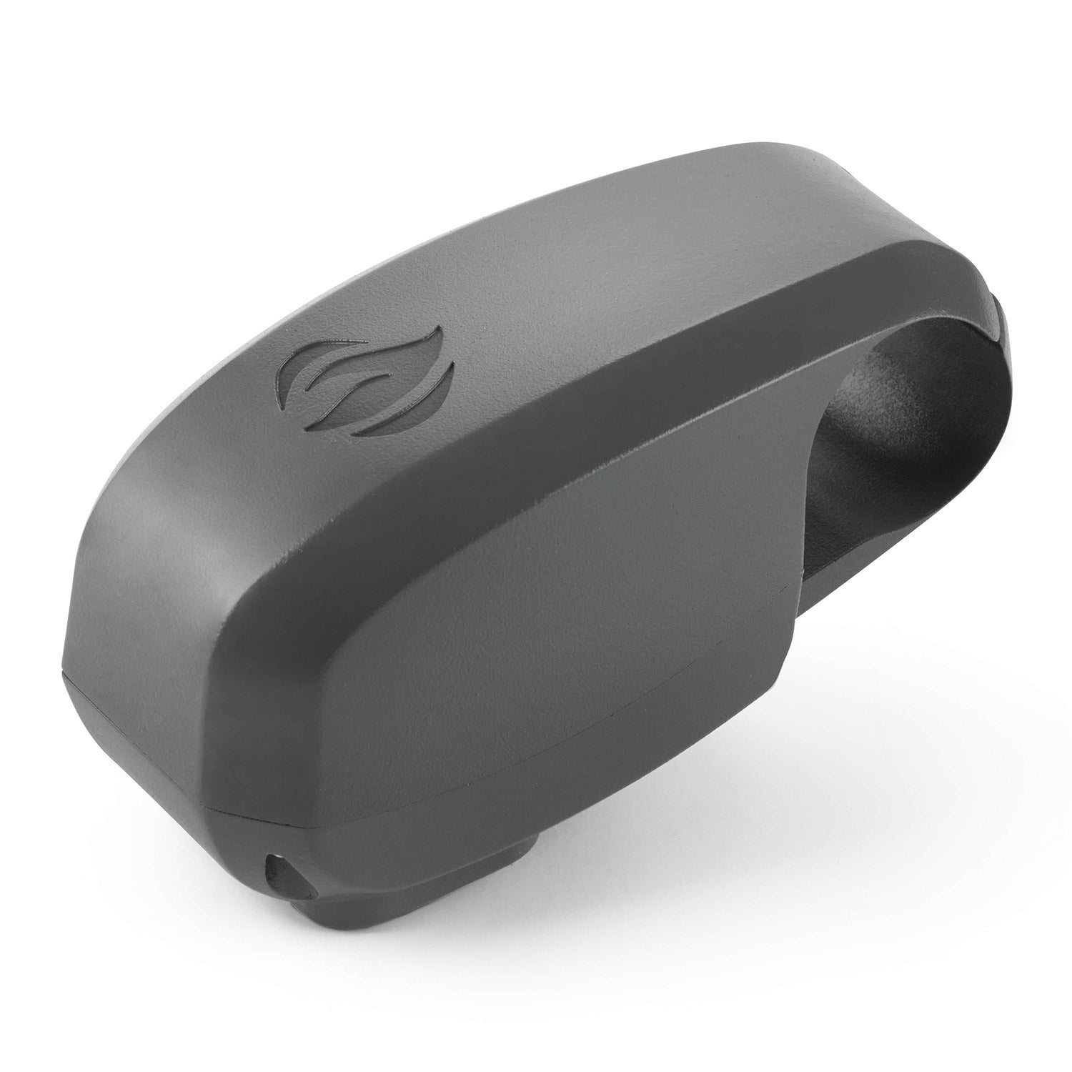 LED grill light housing, dark gray with flame-style logo
