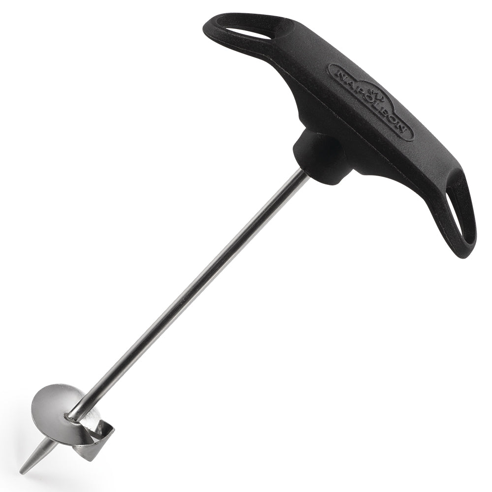Napoleon potato spiral corer with black handle and metal spiral blade