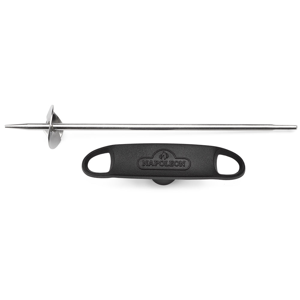 Napoleon potato spiral corer tool with long metal shaft and black grip handle